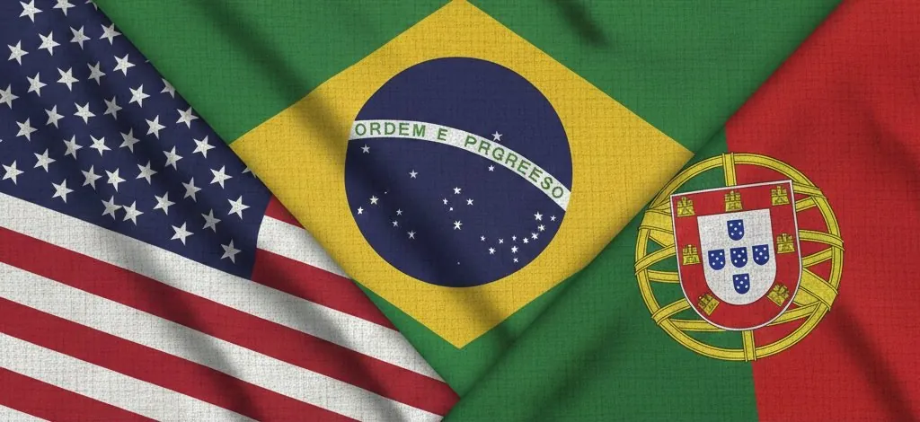 Brasil, Portugal e Estados Unidos